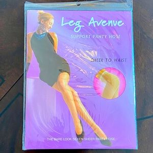 🔴 Leg Avenue Support Panty Hose Sheer to Waist Black